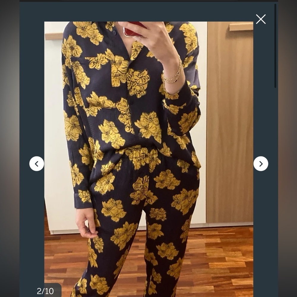 Vintage America Navy and Yellow Floral Jumpsuit - Picture 2 of 7